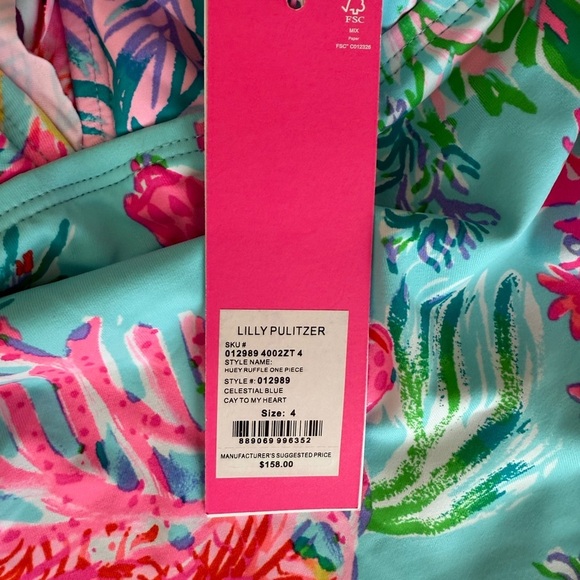 Lilly Pulitzer Huey Ruffle One Piece Celestial Blue Size 4 NWT - Picture 4 of 5